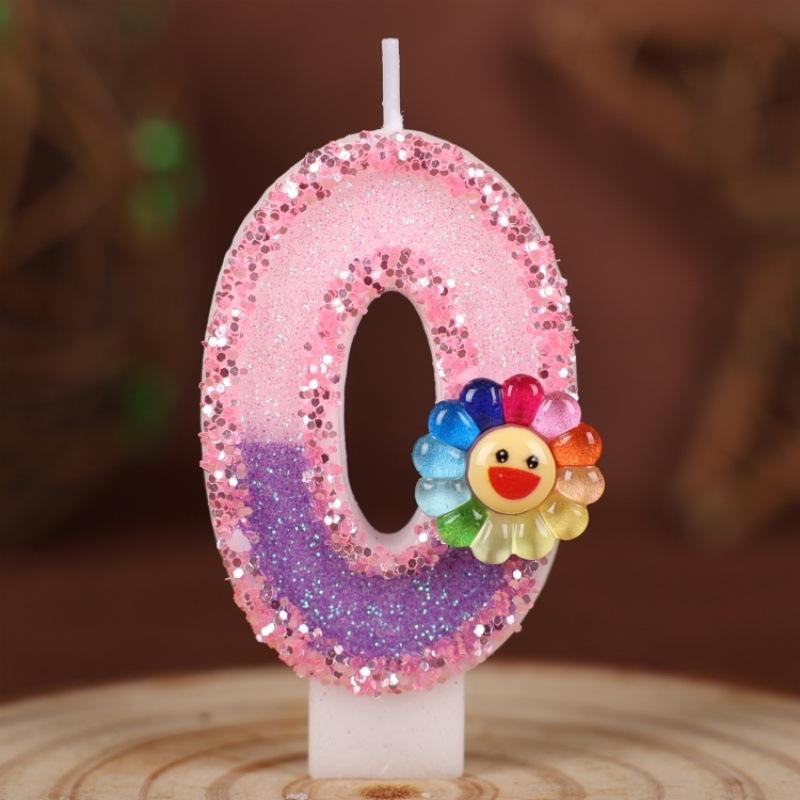 

Flowers Handmade Numbers Birthday Candles Cake Decoration Party Festival First Year Number Candles 0-9 0