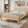 Solid Wood Bed, Simple Minimalist Design, Classic Grid Headboard, Stable Slatted Frame, Universal Single Bed, Natural, 140x200cm