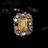 Retro Baroque Square Crystal Brooch Gorgeous Pins Autumn Winter Coat Corsage Vintage Accessories