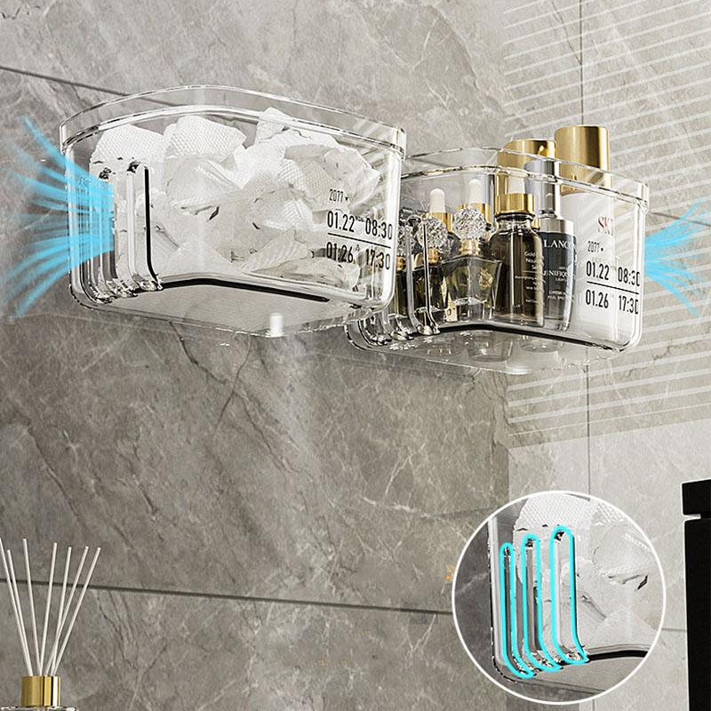 Bathroom Wall-mounted Storage Rack, Washbasin Face Towel Storage Box, Punch-free Comb Toothpaste Storage Bucket, Kitchen Storage