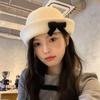 Solid Color Bow Bucket Cap Korean Style Women Bucket Hat Retro Woolen Fishing Cap  Girls
