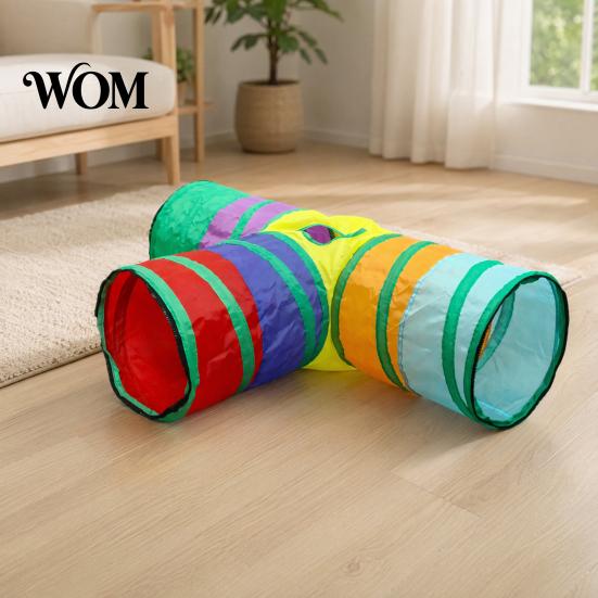 Collapsible Cat Hide Tunnel Rainbow Toy, with Peek Hole, Zippered Activity Toy Modular Tunnels, Can Be Freely Combined for Indoor Cats Kittens