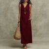  summer European and American new independent station dress women's sleeveless v-neck elegant long dress