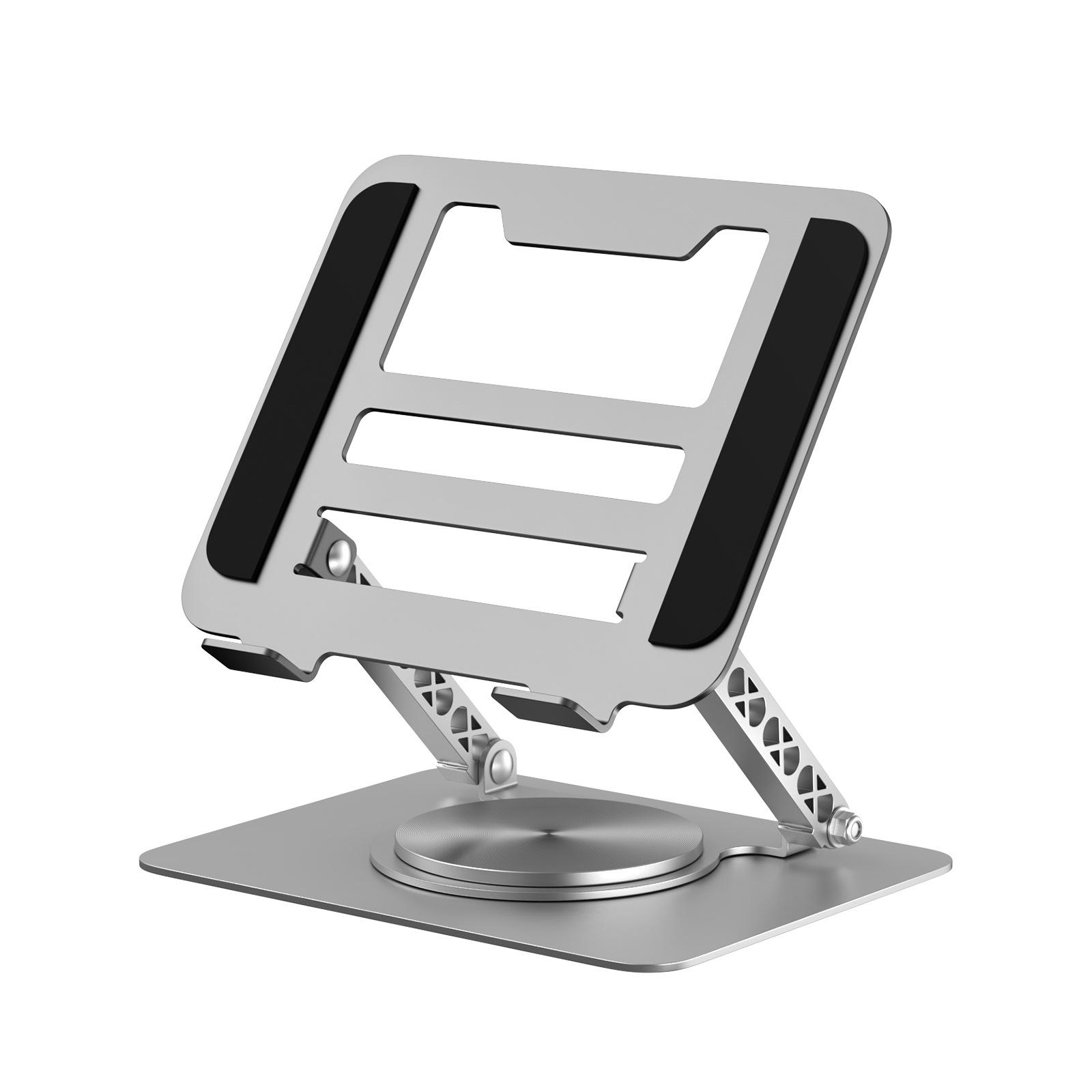 Foldable Aluminum Tablet Stand: Height Adjustable, Cooling, Portable for Desktop, Office, Drawing, and Reading. серебряный
