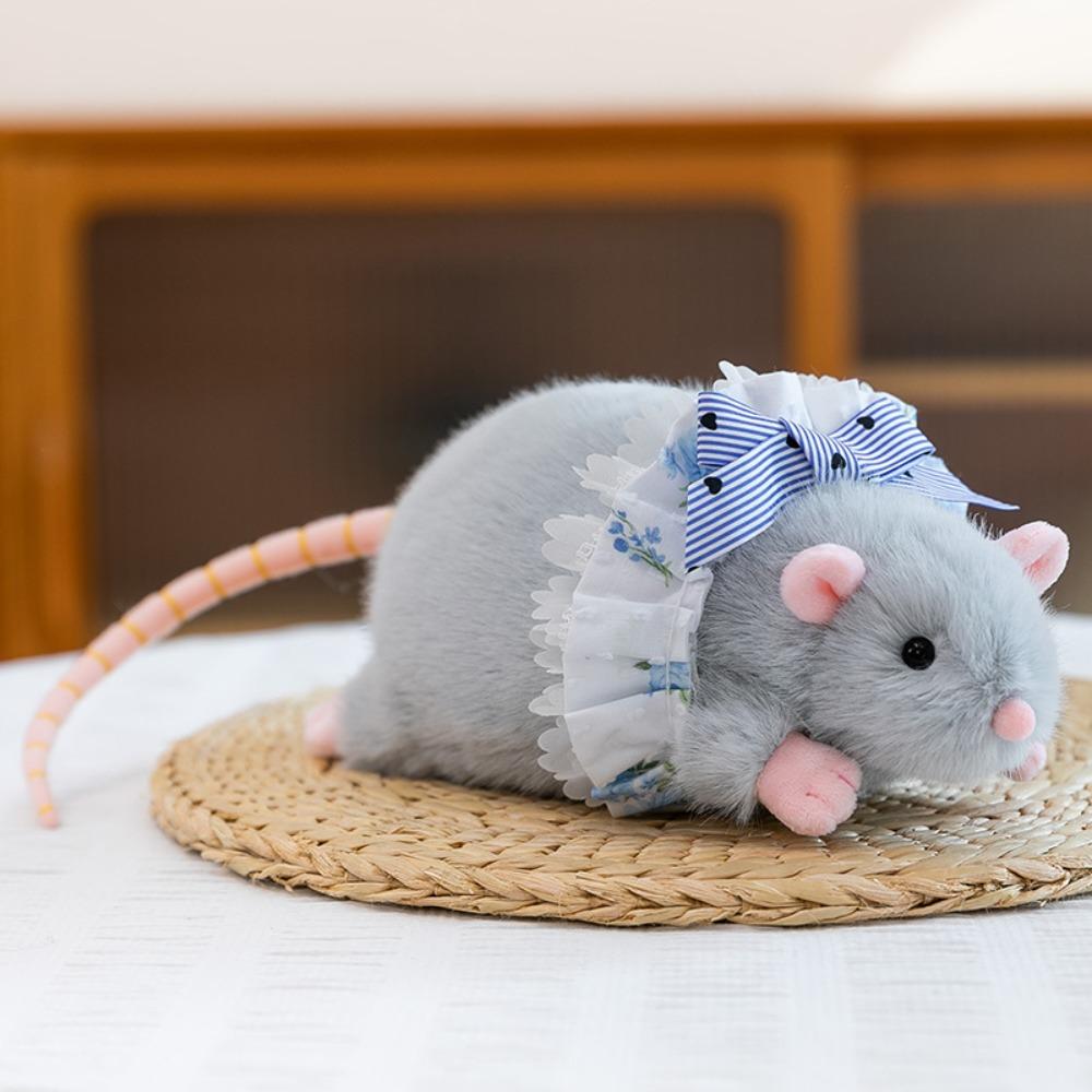Plush Mouse Doll Floral Dress Mouse Toy Creative Flower Branch Rat Doll  Kids Gift Birthday