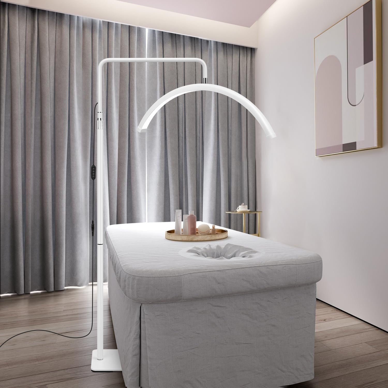 

NODIBRO 5-уровневая регулируемая лампа для ресниц, 24 дюйма, 40 Вт светодиодная лампа для красоты со стабильным основанием, поворотной головкой на 360°, 238 световых чипов, 3000K-6500K теплота,