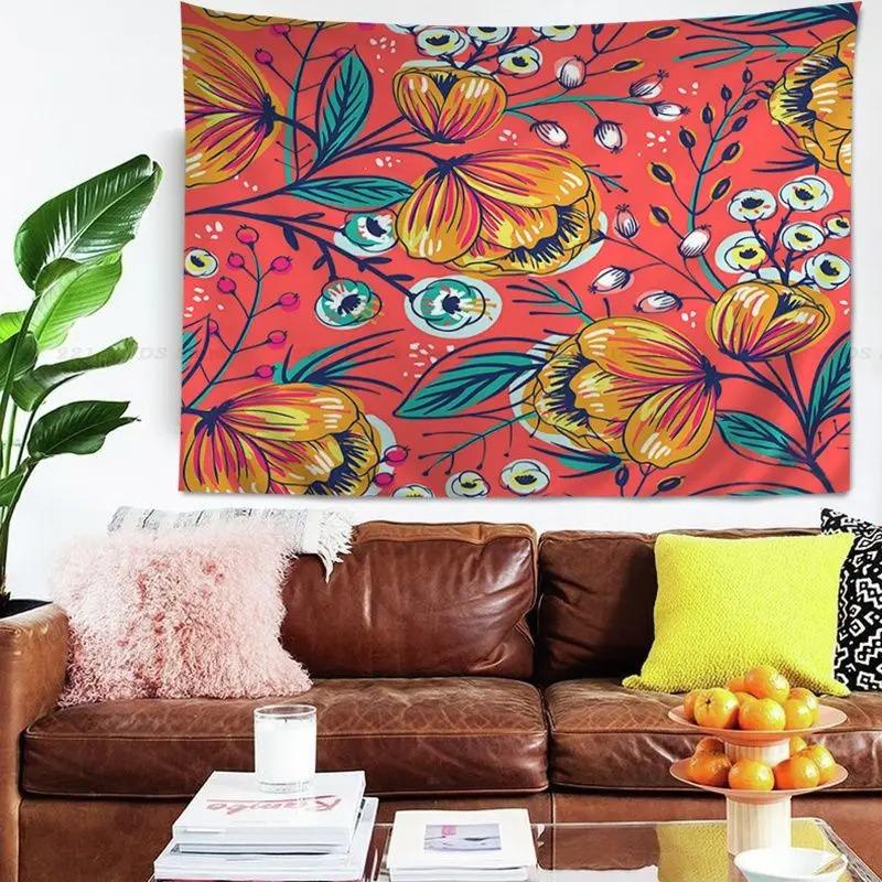 Office Living Room Tapestry Tropical Leaves Flower Wall Tapestry Home Wall Decoration Tapestry