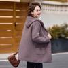Middle-aged women's new hooded woolen coat mother winter clothing casual noble medium and long woolen coat clothing