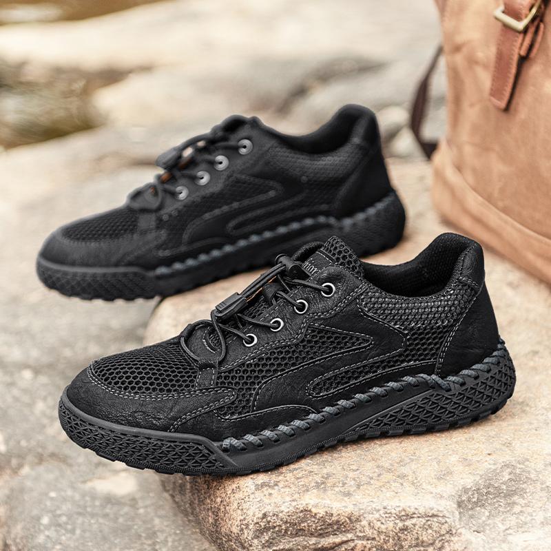 

Men Designer Treking Footwear Comfortable Lace Up Casual Shoes Sport Shoes Man Walking Trainers All-match Mesh Sneakers 46 чёрный