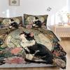 3pcs Black and White Cat Bedding Set, Includes 1 Quilt Cover and 2 Pillowcases, Comfortable Bedding with Stylish Design for Bedroom