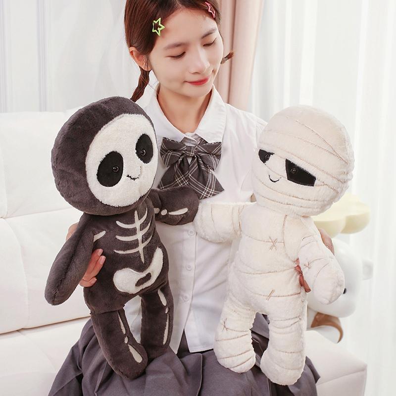 20-45Cm Cute Cartoon Halloween Plush Toys Skeleton Mummy Dolls Soft Stuffed Animals For Kids Halloween Decor Party Creative Gift