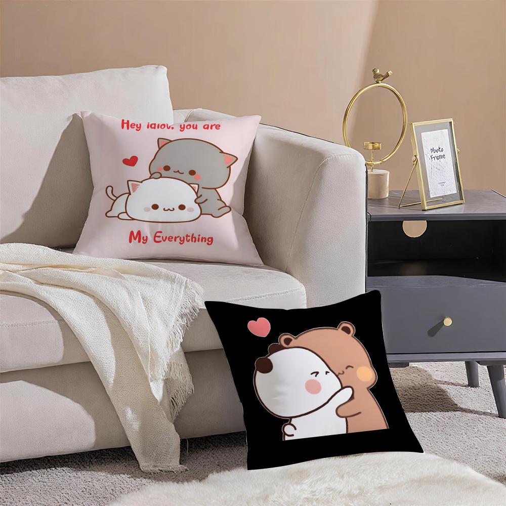 Bubu duda Mochi Peach Cat Cushion Cover Silky Short Plush with Invisible Zipper Dustproof Sofa Pillow Cover for Home Decor