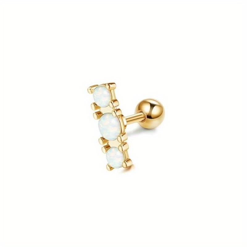 Drperfect Surgical Stainless Steel 16G Cartilage Earrings Studs Helix Couch Hoop Piercing Earrings Set Opal Shiny Earrings