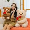 Rose Bear Plush Toy Cute Teddy Bear Holding Flower Bouquet Soft Stuffed Animal Gift for Valentine's Day
