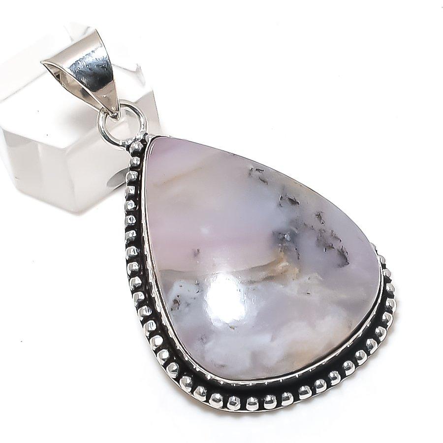 Natural Pink Opal Gemstone 925 Sterling Silver Jewelry Pendant 2.17" W2R06