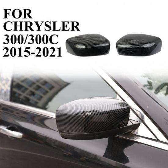 Carbon Fiber Side Door Rearview Mirror Decor Cover Trim For Chrysler 300C 2011+