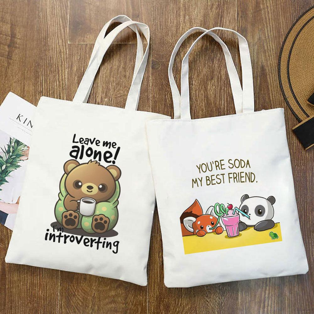 

Корейская сумка Ulzzang большой емкости Kawaii Bear, забавные женские сумки Harajuku, сумка-тоут с буквенным принтом, женская холщовая сумка на плечо в стиле хип-хоп