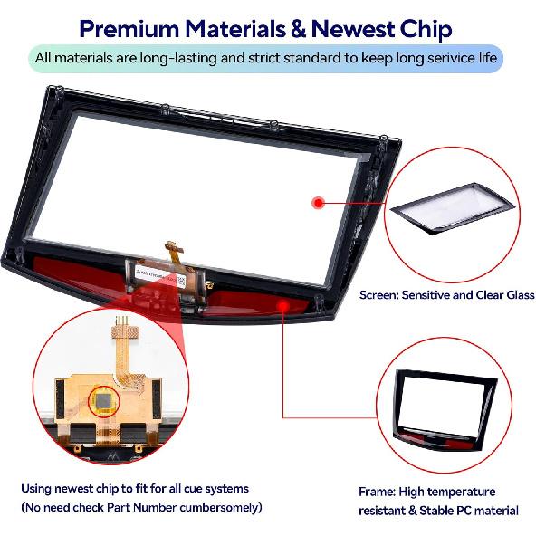 Newly Upgraded CUE Touch Screen For 2013- Cadillac XTS CTS SRX ATS Escalade CUE Screen Replacement Plus Free Tools