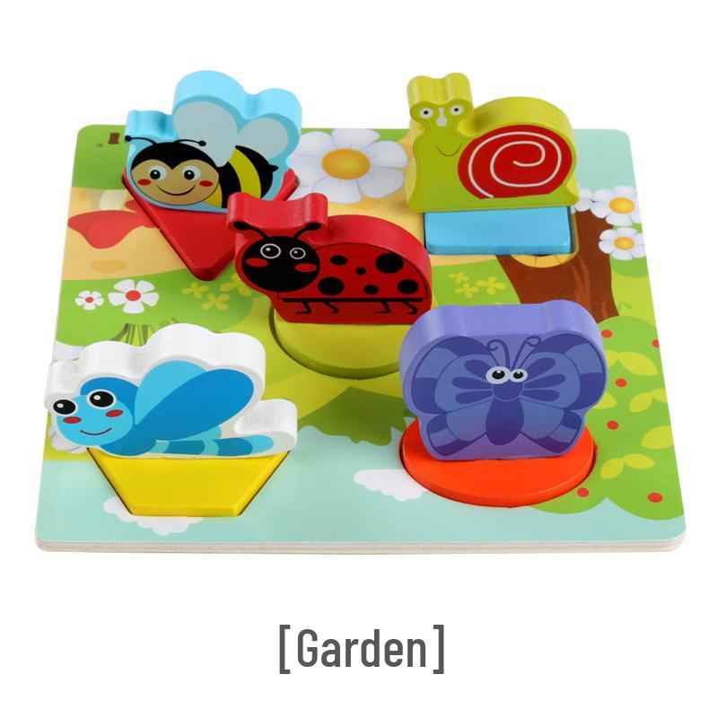Wooden 3D Animal Puzzle Board - Early Education Toy for Preschoolers