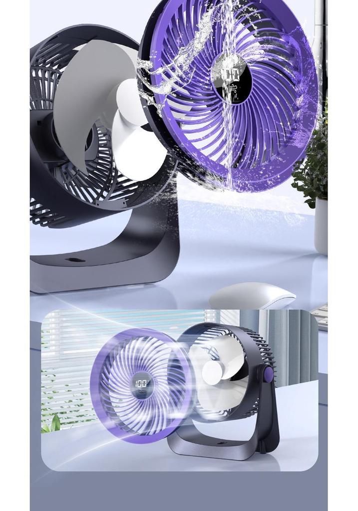 Compact Digital Display Wall-Mounted Desktop Fan with Light for Home, Dorm, or Office