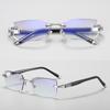 2pcs Men Women Rimless Reading Glasses Anti Blue Light Eyewear Presbyopic Eyeglasses 0 ~ +400