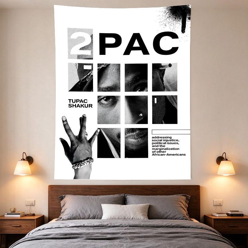 2Pac Tupac Shakur Minimalist Grid Portrait Hand Sign Hip Hop Poster