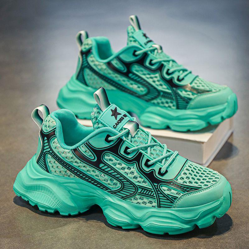 Fashion Yellow Male Sports Shoes Low-Top Mesh Upper Breathable Comfortable Athletic Light Walking On Sale Gym Jump Men's Casual Sneakers