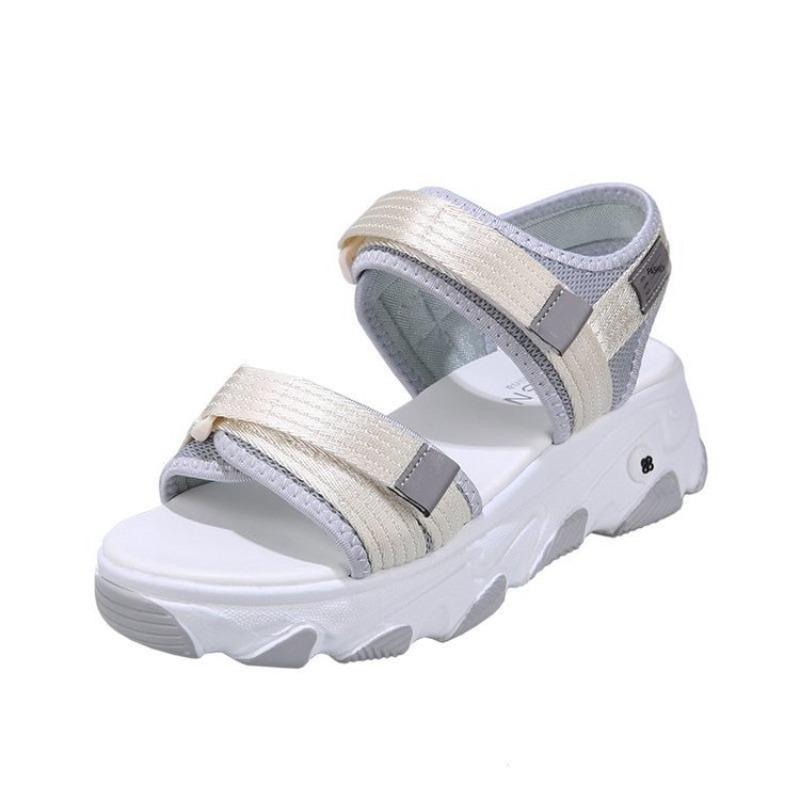 Damen Plateausandalen im Dad-Stil, Verstellbares Klettverschluss-Design, Hohe Plateau-Sohle für Strand und Freizeit