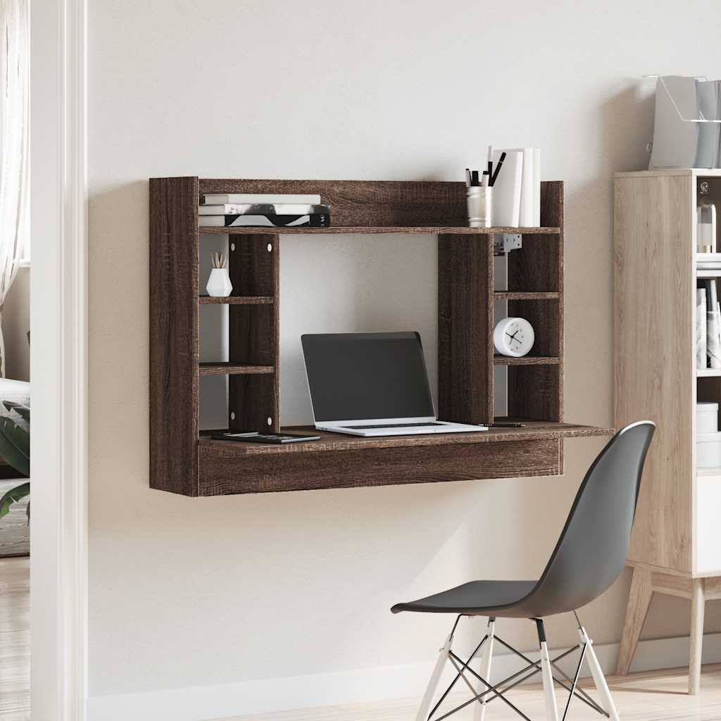Vidaxl Wall-Mounted Desk, Brown Oak, 105X48X75 Cm