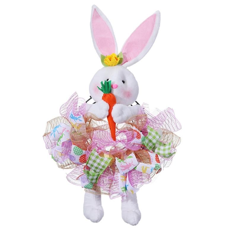 

Pink/Blue Easter Rabbit Flower Hoop Charm Delightful Rabbit Flower Hoop Beautifully Crafted Easter Rabbit Door Ornament