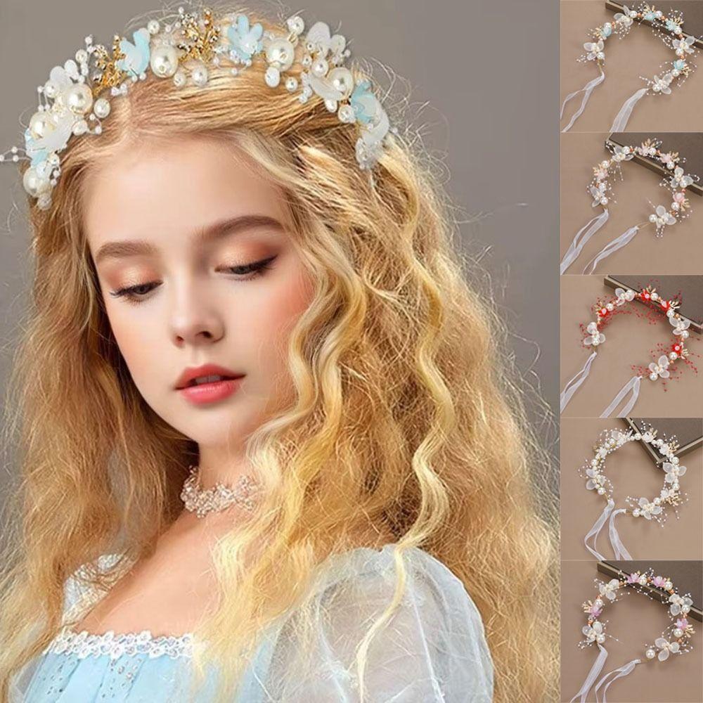 Imitated Pearl Flower Wreath Headband Bohemian Head Wreath  Girls Adult Hair accessories