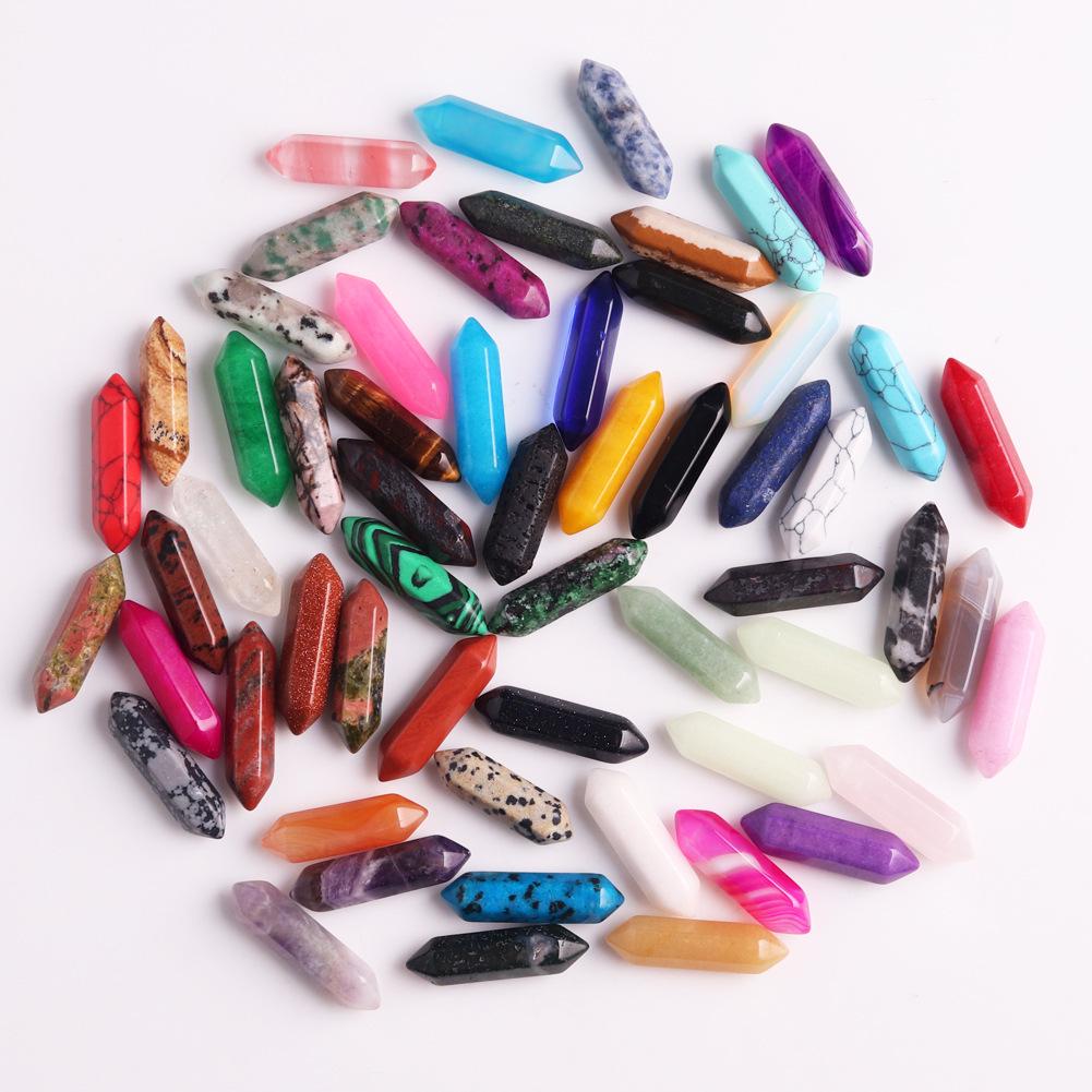 32x8mm Natural Crystal Hexagonal Bullet Pendant for Yoga Necklace