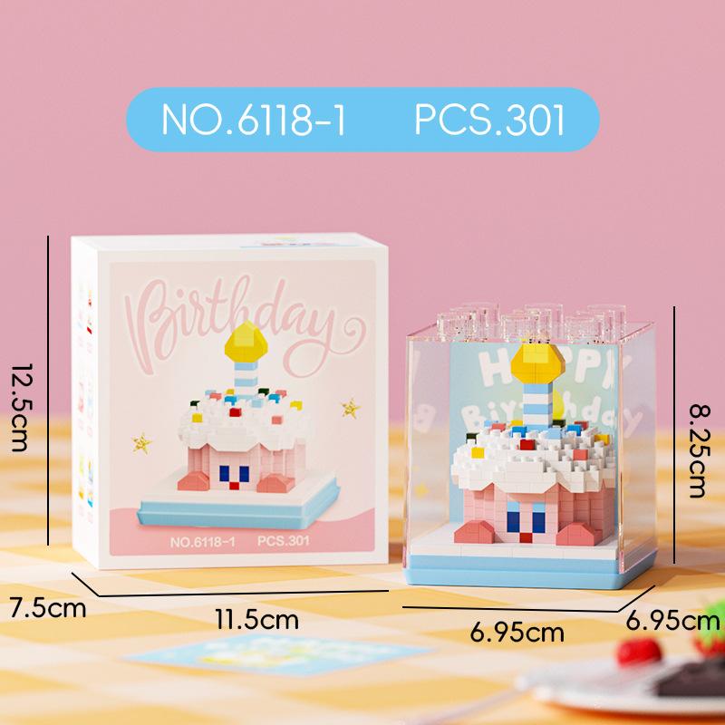 

Fun cake small particles assembled building blocks toys cute strawberry cake small ornaments birthday surprise gift No box