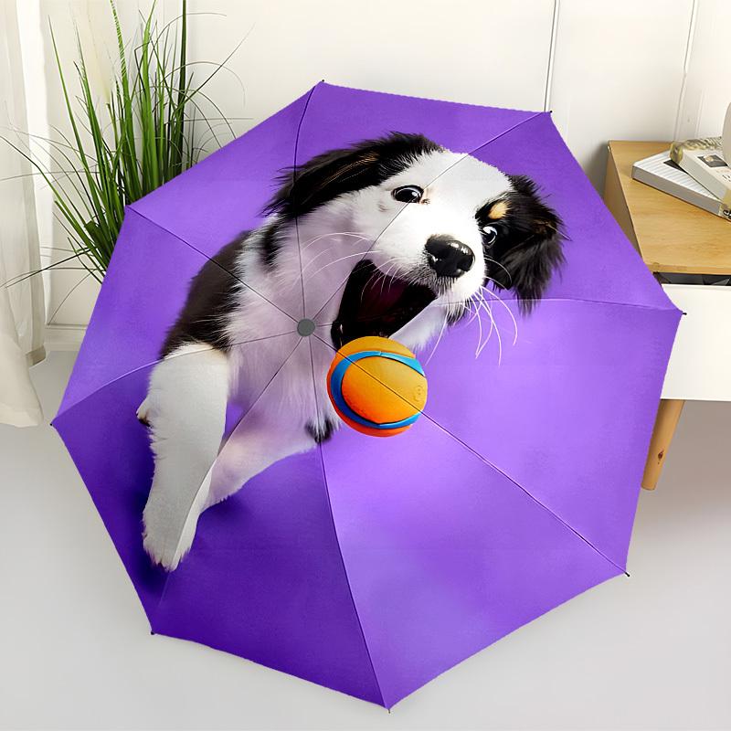 1pc Dog, Ball Automatic Folding Umbrella - Portable Collapsible Design, 8-Rib Iron Frame, Playful Design yy251215212