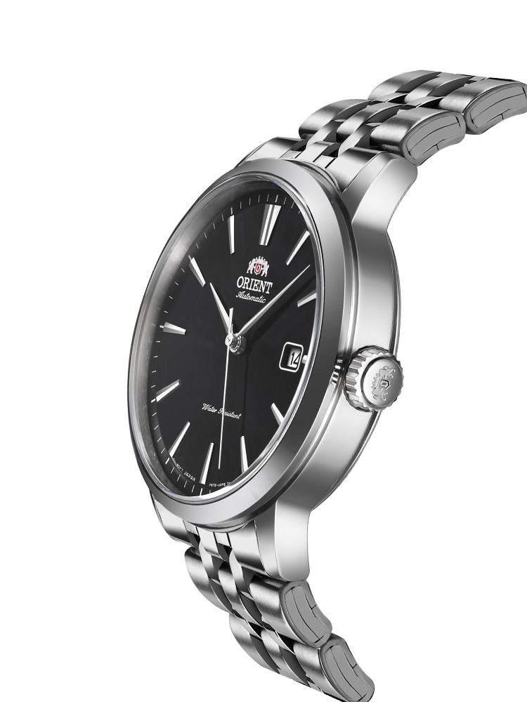 ORIENT Mechanische Herrenuhr Vollautomatisch Wasserdicht Mechanische Uhr, Stahlband Schwarzes Zifferblatt RA-AC0F01B10B