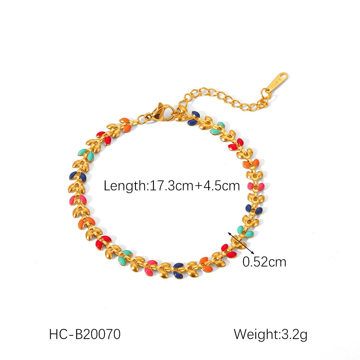 Trendy Stainless Steel Leaf Oil Drop Necklace, Niche Choker, Fashionable Versatile Titanium Steel Olive Leaf Bracelet