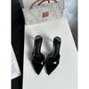 European and American New Simple One word High Heels Sexy Pointed Thin Heels Cool Slippers