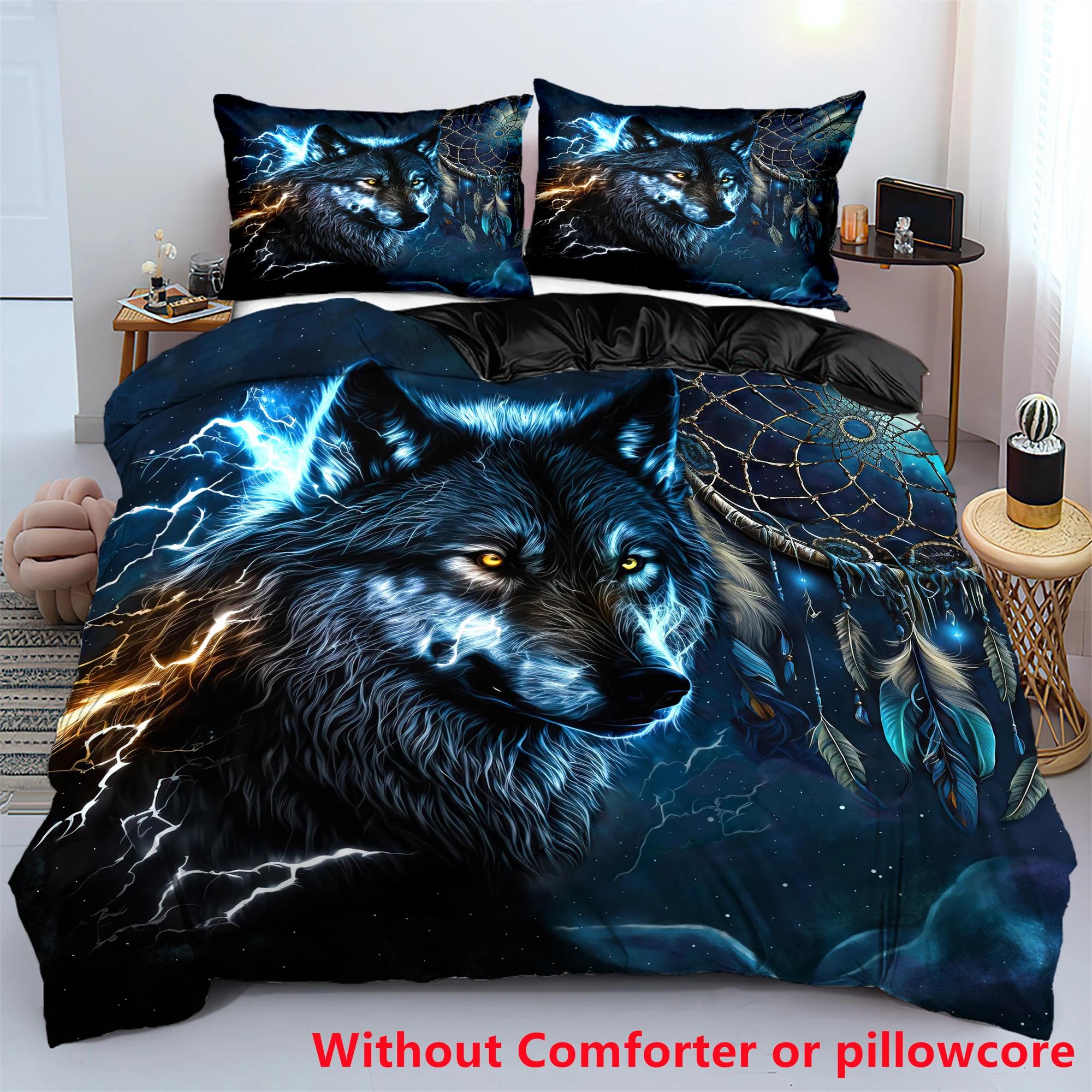 

Quilt Cover 3D Printed Cartoon Anime Wolf Duvet comforter 100% Polyester Soft and Comfortable Night Sky Bedding Sheets sets US Twin(172x218cm)
