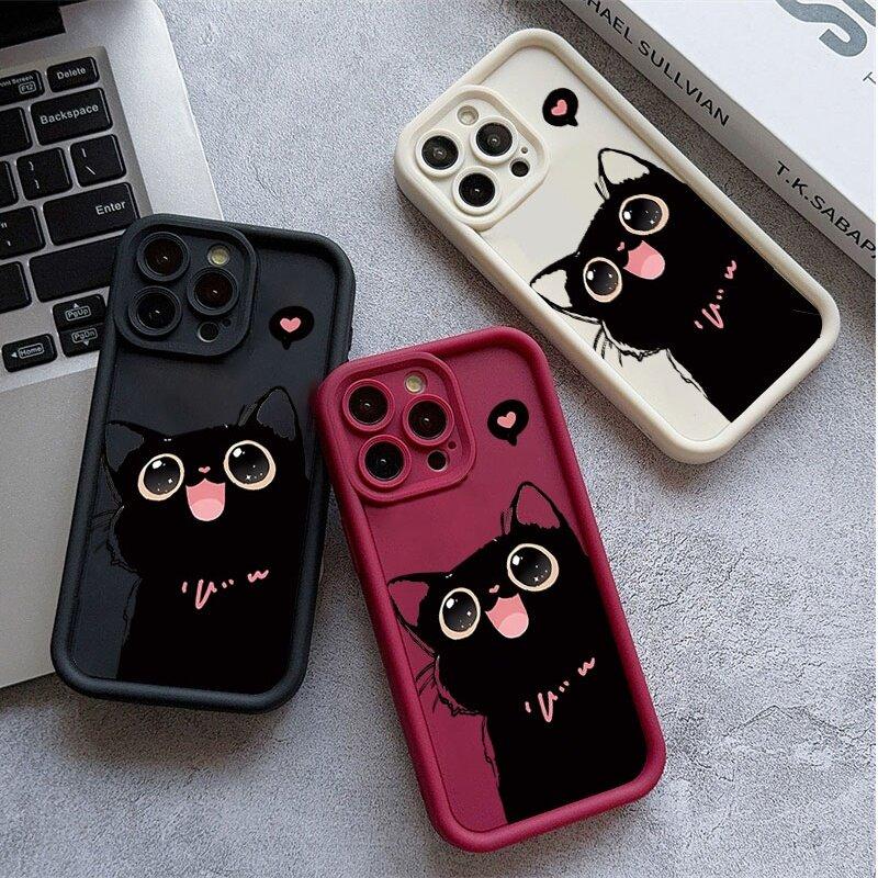 INS Schwarze Katze Hülle Für Huawei Honor 70 90 200 Pro 8X X9 X7 10i MAGIC 6 PRO Nova Y70 Y61 Y90 7 9 10 Pro 10SE Weiche Silikonhülle