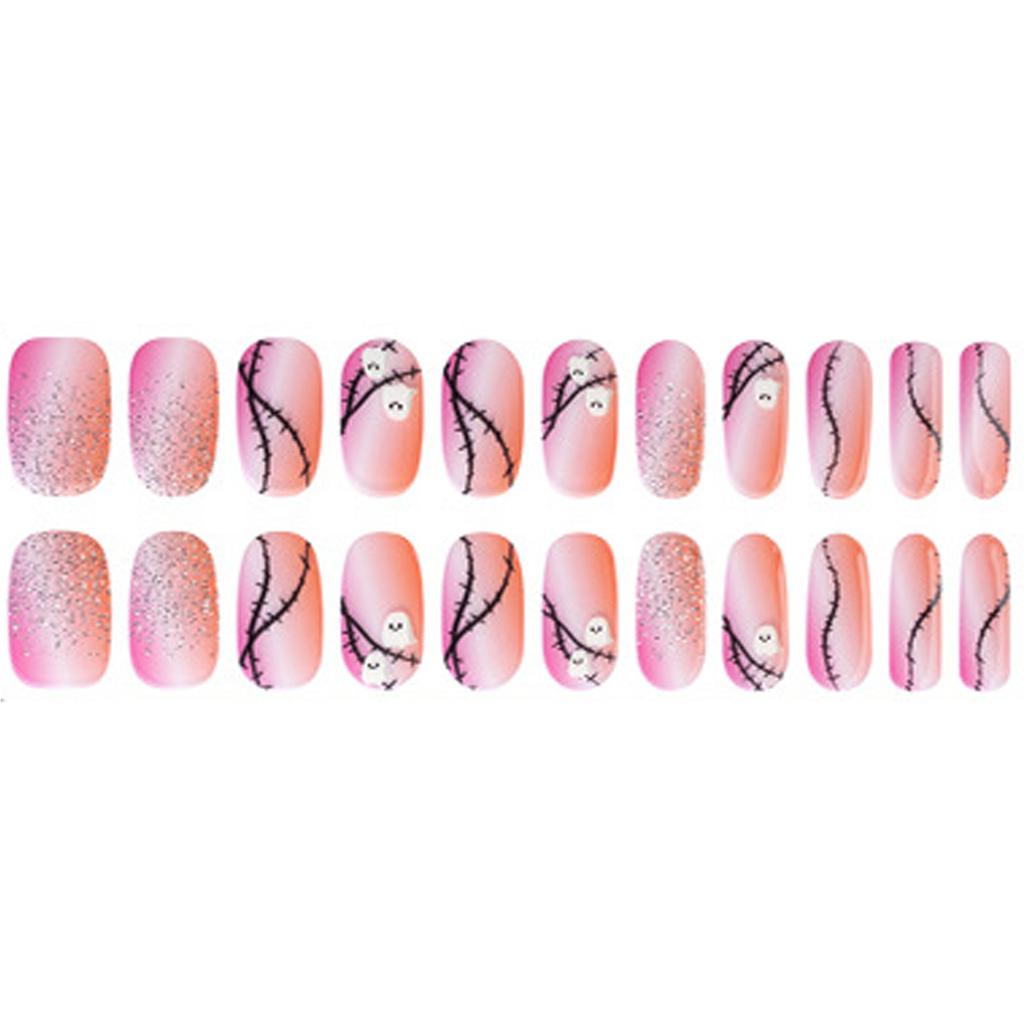 Halloween Nails Stickers Nails Polish Strips Semi Cured Gels Nails Strips Manicures Stickers Full Nails Wrap for Woman