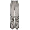 European and American Solid Color Vertical Feeling Floor Dragging Satin Trendy Loose Casual Pants