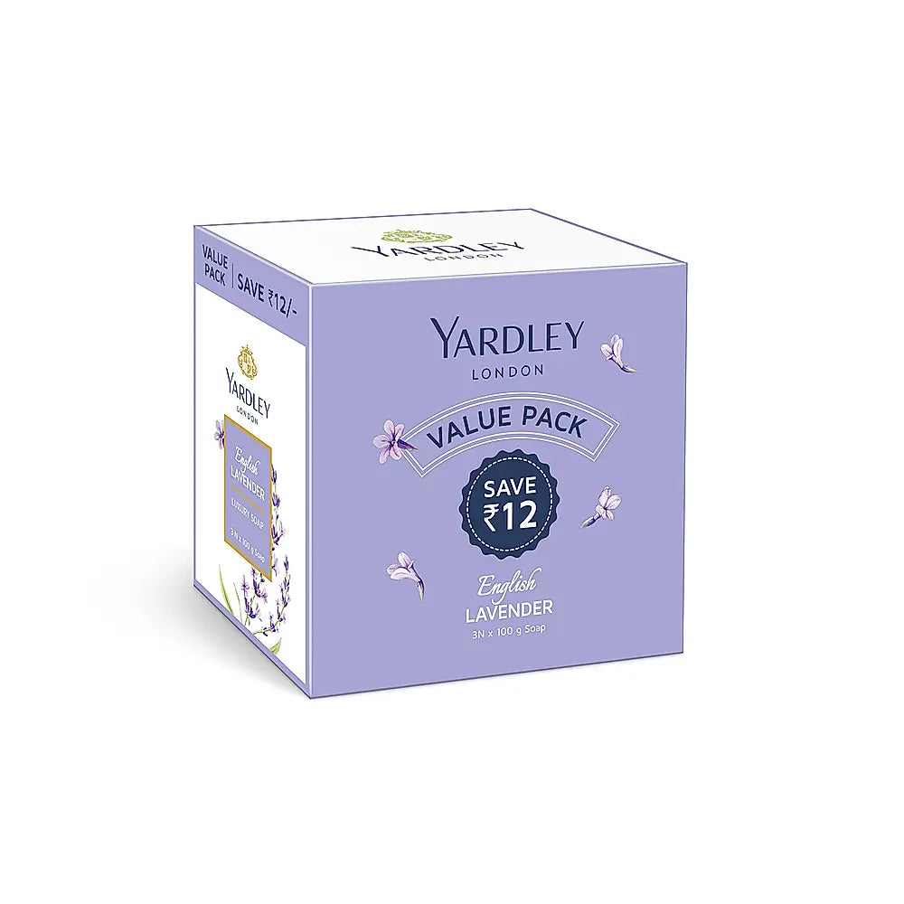 Yardley London English Lavender And Rose Soap Pack, Triple Milled Luxury Bath Bar For Gentle Cleansing And Long Lasting Fragrance, 3x100g