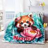 Cute Red Panda With Flower Customized Name Customize Your Name Blankets Cozy Soft Lightweight Allseason Multipurpose Customize Your Name Blanket For