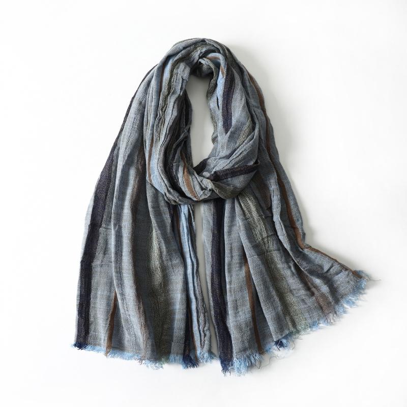 Contrast Scarf Shawl Wrap for Women Men, Lightweight Crinkled Fringe Layer with Soft Airy Texture for Commuting Travel
