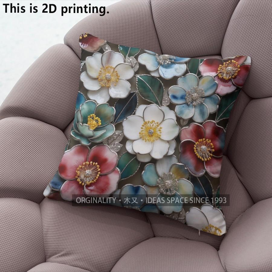Vintage Enamel Floral Pillow Covers Pattern Cushion Cover Suitable for Sofa Bedroom Car Pillow Cover
