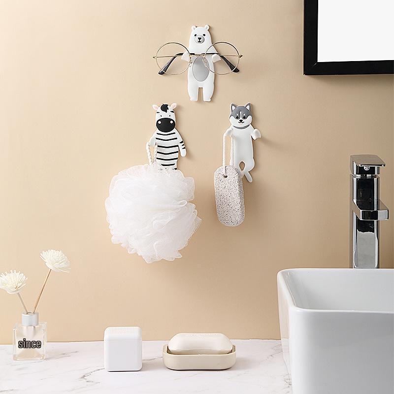 Flexible Animal-Shaped Adhesive Hooks - Cartoon Design, Traceless, and Multi-Functional for Kitchen Storage