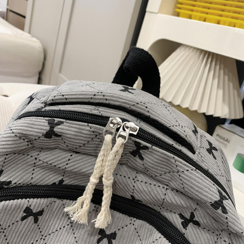 Rucksack Cord Schultasche Schleife bedruckt Leichtgewicht Großes Fassungsvermögen Reise-Rucksack
