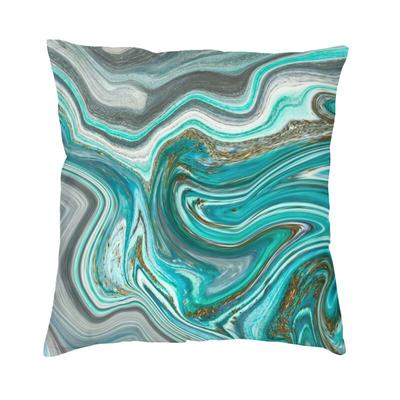 Luxe abstrait océan vagues bleu marbre Turquoise tourbillons housses de coussin Polyester jeter taie d'oreiller canapé taie d'oreiller décor à la maison