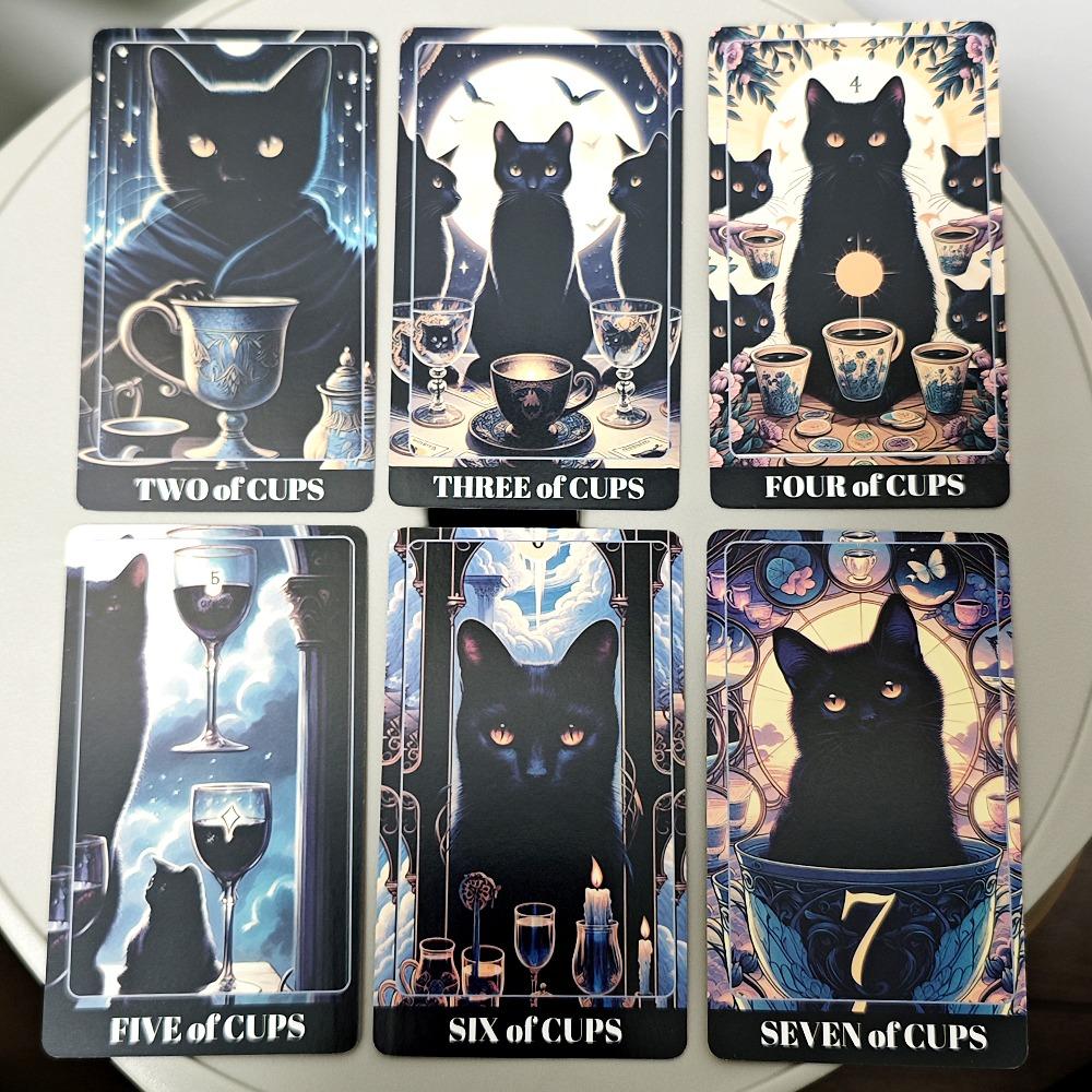 Black Cat Tarot Shadowy Cat Deck Feline Deck 78 Pcs Tarot Cards Based on Rider Waite System for Beginners 10.3*6cm