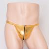 Zip Open Penis Pouch G-String Men Sexy Men Bright Leather T-Back Thong Fetish Underwear Tanga Gay U Convex Pouch Underpants